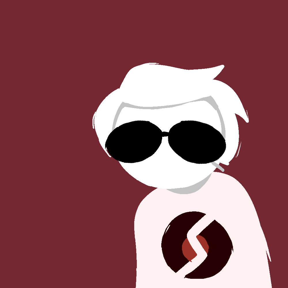 A drawing of Homestuck character Dave Strider on a red background.