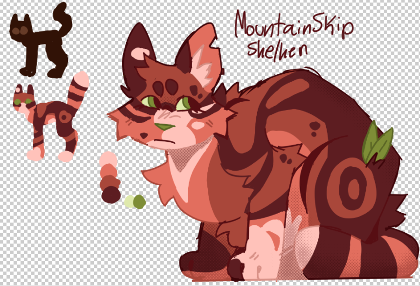 A drawing of original Warrior Cats character, Mountainskip.